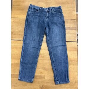 Eddie Bauer Jeans Women's 12 Blue Flannel Lined Boyfriend Relaxed Dark Wash